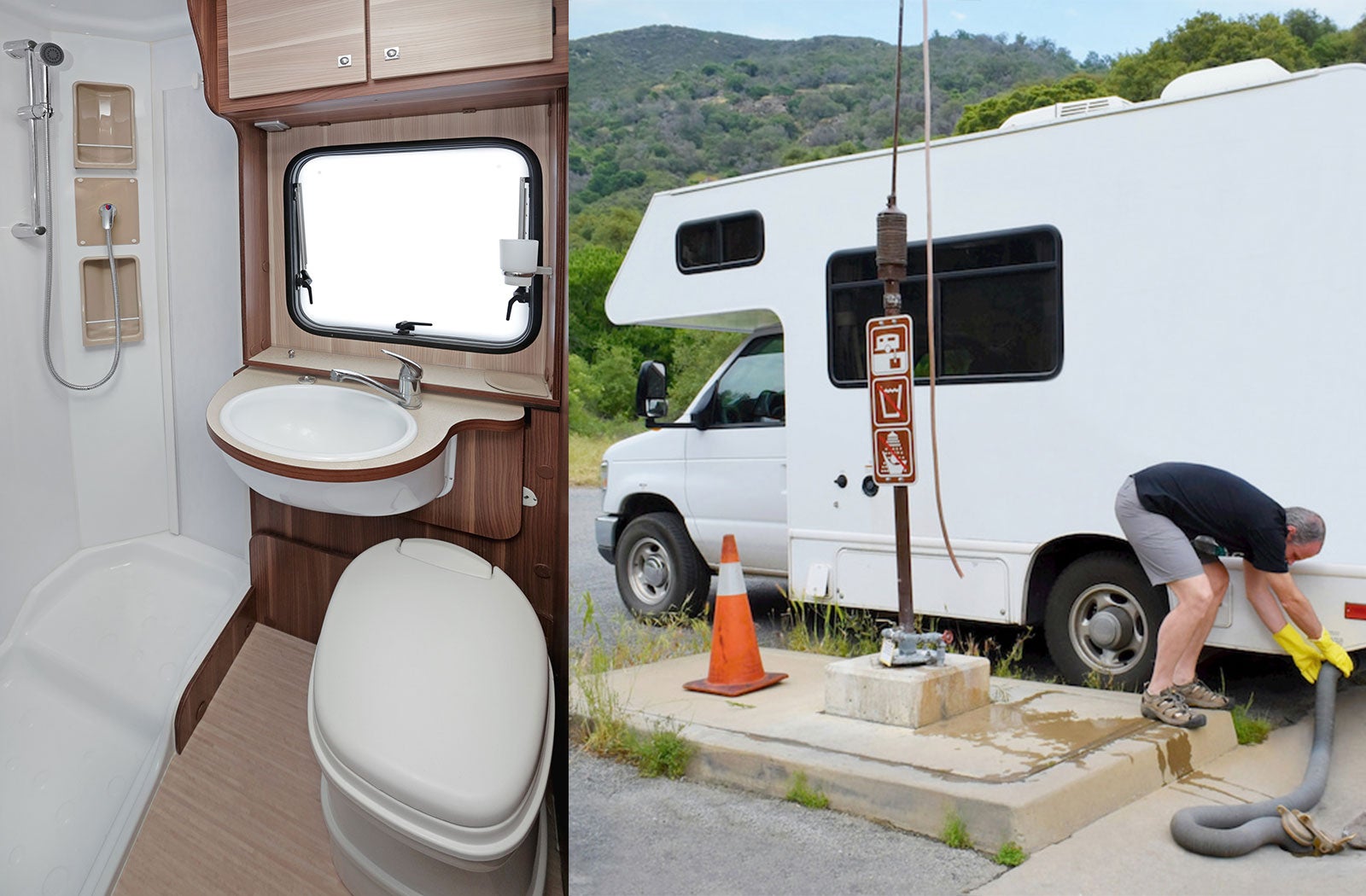 Portable RV/camper toilet and holding tank setup in Savannah, Georgia