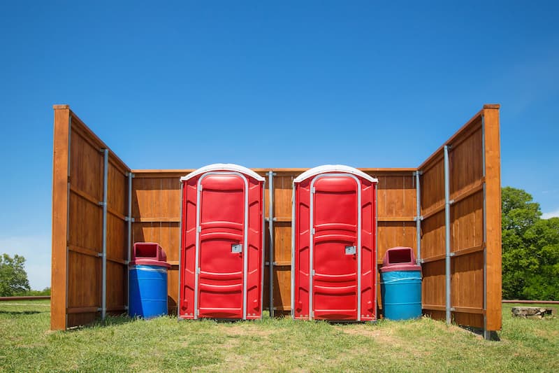 Short-term porta potty units staged for delivery in Savannah, Georgia